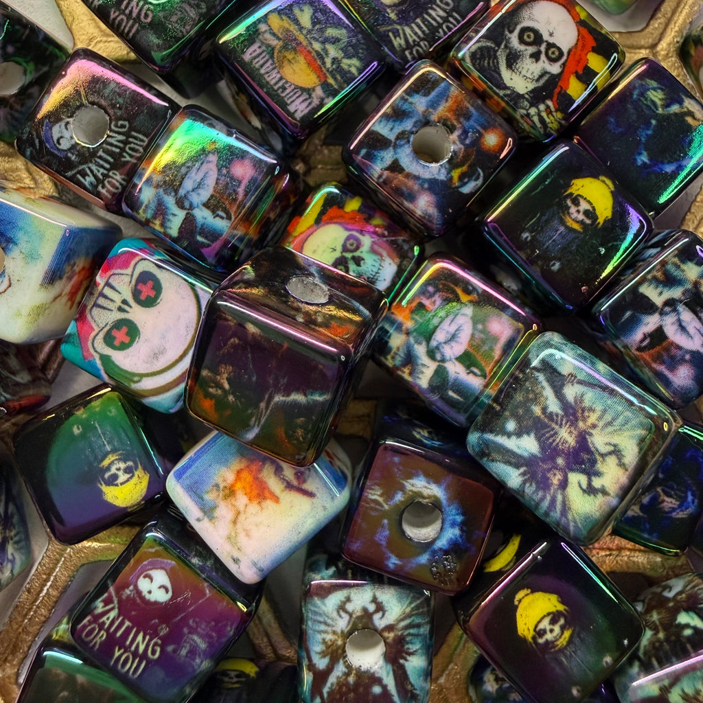 Halloween cube beads 14mm