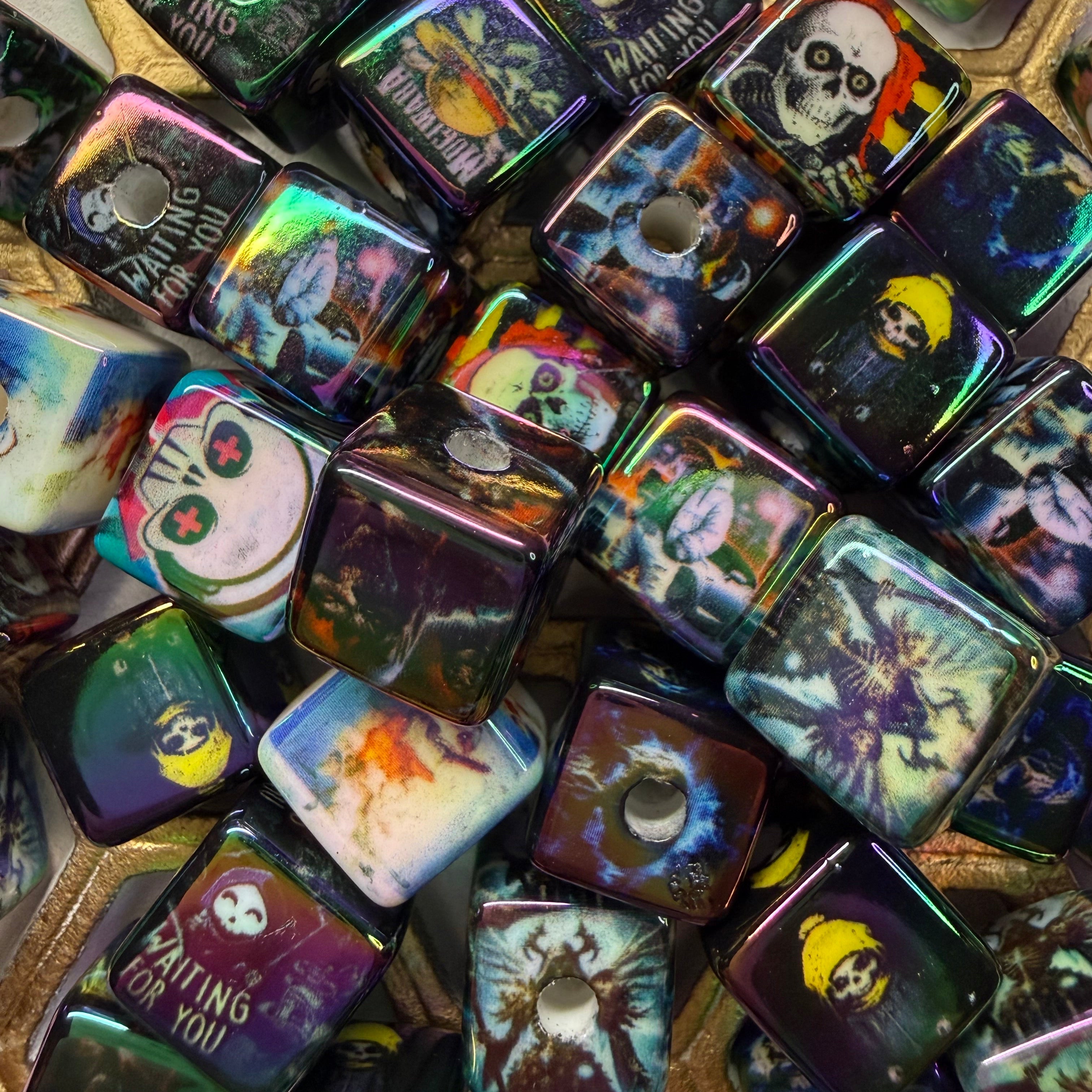 Halloween cube beads 14mm